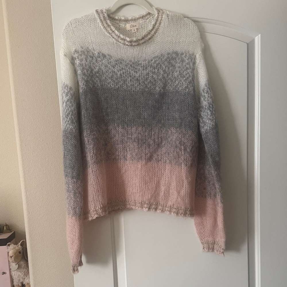 Elan Cream, Gray, and Pink Knit Sweater NEW NEVER USED
